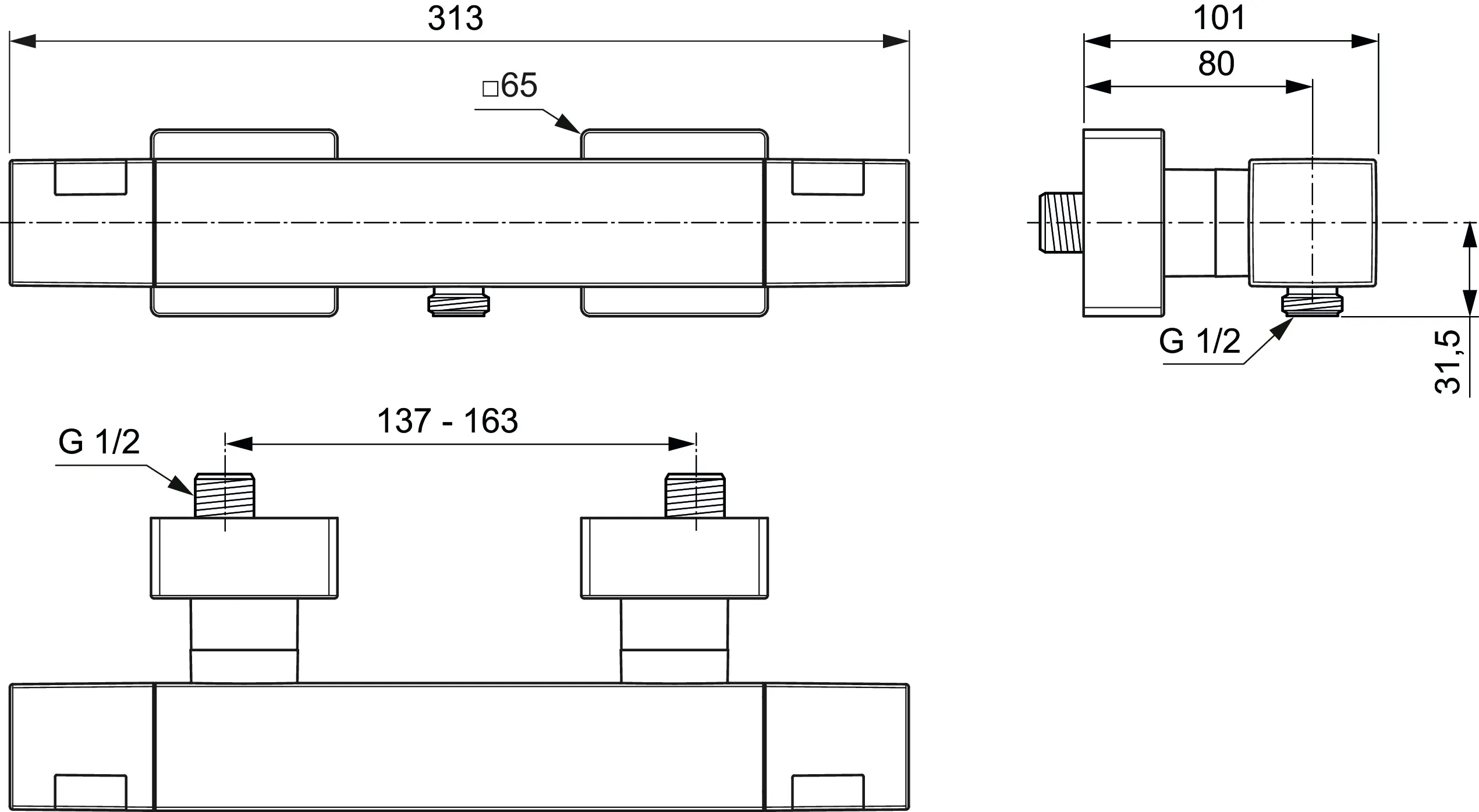 Brausethermostat AP Ceratherm C100 Square Chrom Brausethermostat AP Ceratherm C100 Square Chrom