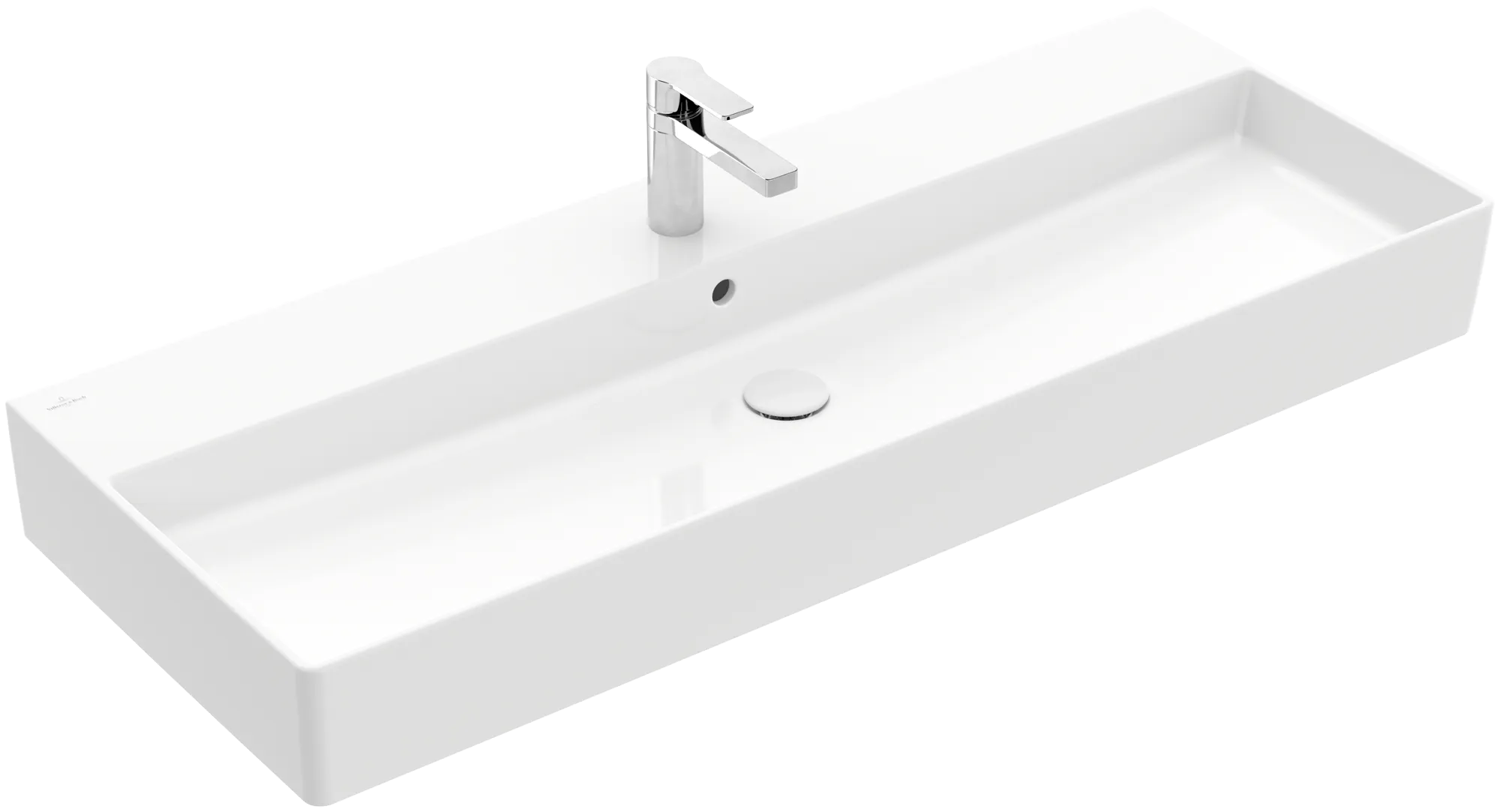 Villeroy & Boch Wandwaschbecken Memento 2.0, 1200x470x150 mm, glänzend weiß Alpin, TitanCeram, mit Überlauf, für 3-Loch-Armatur Villeroy & Boch Wandwaschbecken Memento 2.0, 1200x470x150 mm, glänzend weiß Alpin, TitanCeram, mit Überlauf, für 3-Loch-Armatur