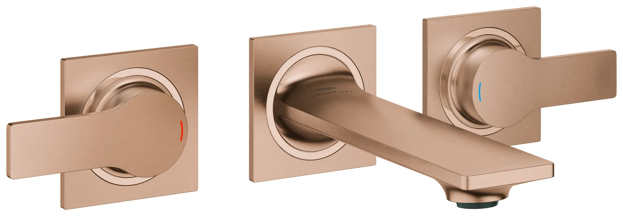 3-Loch-Waschtischbatterie Allure 20189, Wandmontage, Fertigmontageset für 29 025 002, Ausladung 172 mm, chrom Farbe: warm sunset (gebürstet) 3-Loch-Waschtischbatterie Allure 20189, Wandmontage, Fertigmontageset für 29 025 002, Ausladung 172 mm, chrom Farbe: warm sunset (gebürstet)