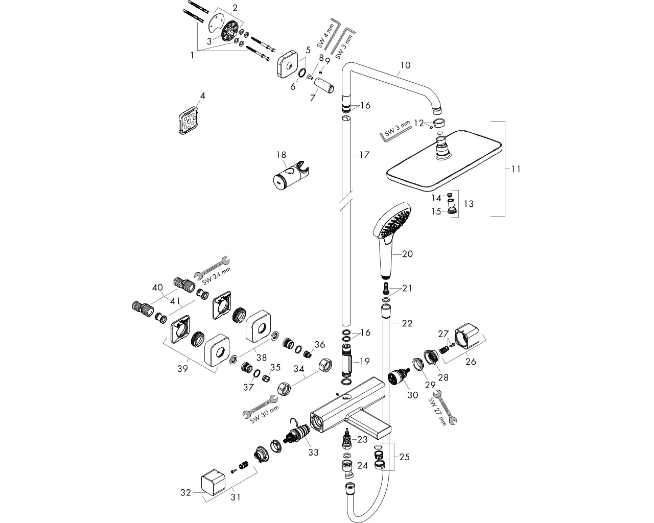 Showerpipe Croma E 280 1jet chrom mit Wannenthermostat