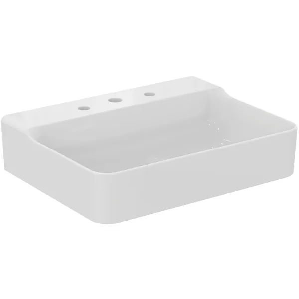 Ideal Standard Conca Waschtisch, 3 Hahnlöcher, geschliffen, weiß (Alpin), 600x450x145 mm