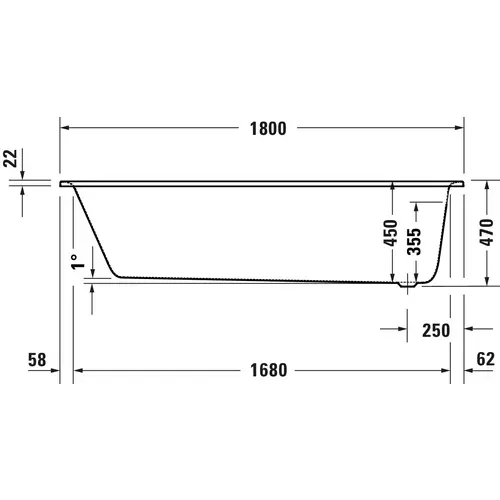 Badundu Badewanne rechteck 1800 × 800 mm, Fußablauf Badundu Badewanne rechteck 1800 × 800 mm, Fußablauf