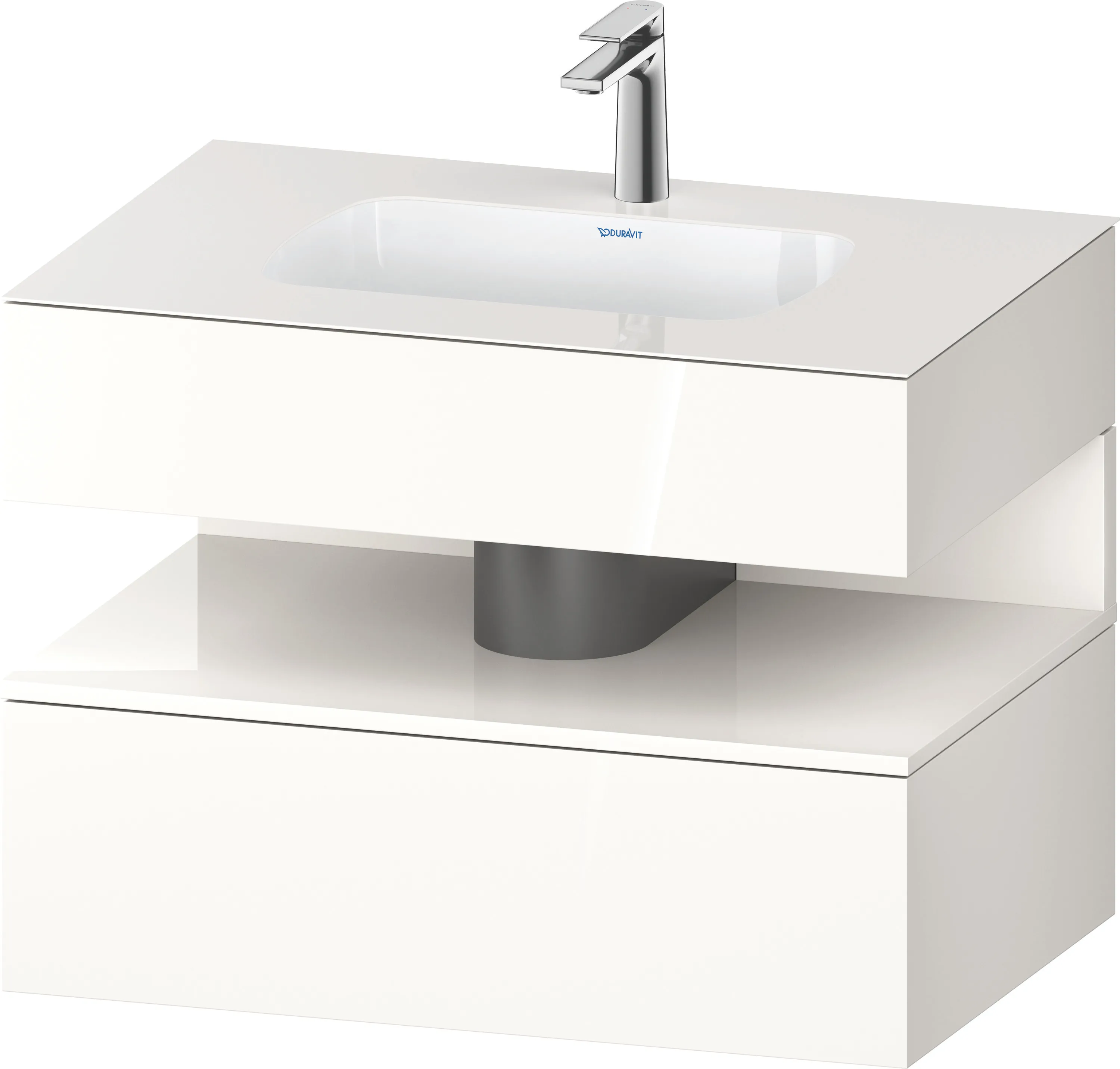 Einbauwaschtisch mit Konsolenwaschtischunterbau „Qatego“ 80 × 55 × 60 cm, mit Beleuchtung