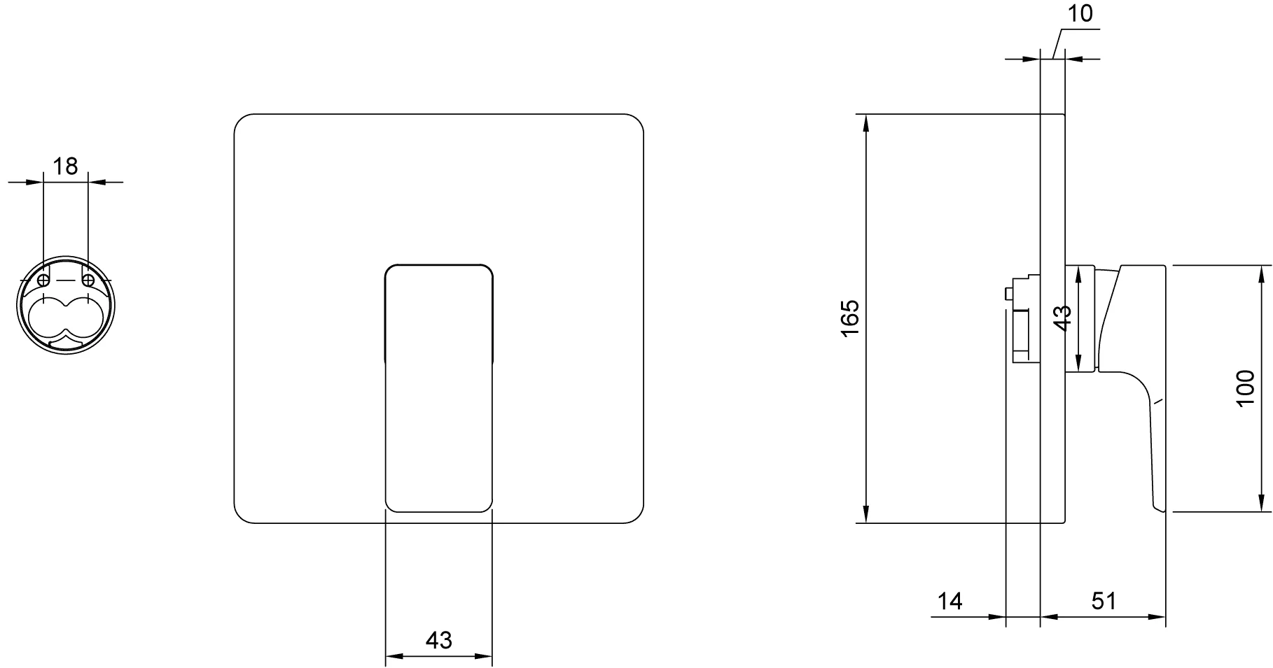 Villeroy & Boch Subway 3.0 Unterputz-Einhebel-Armatur TVS112002000, Chrom, 165x165x51mm