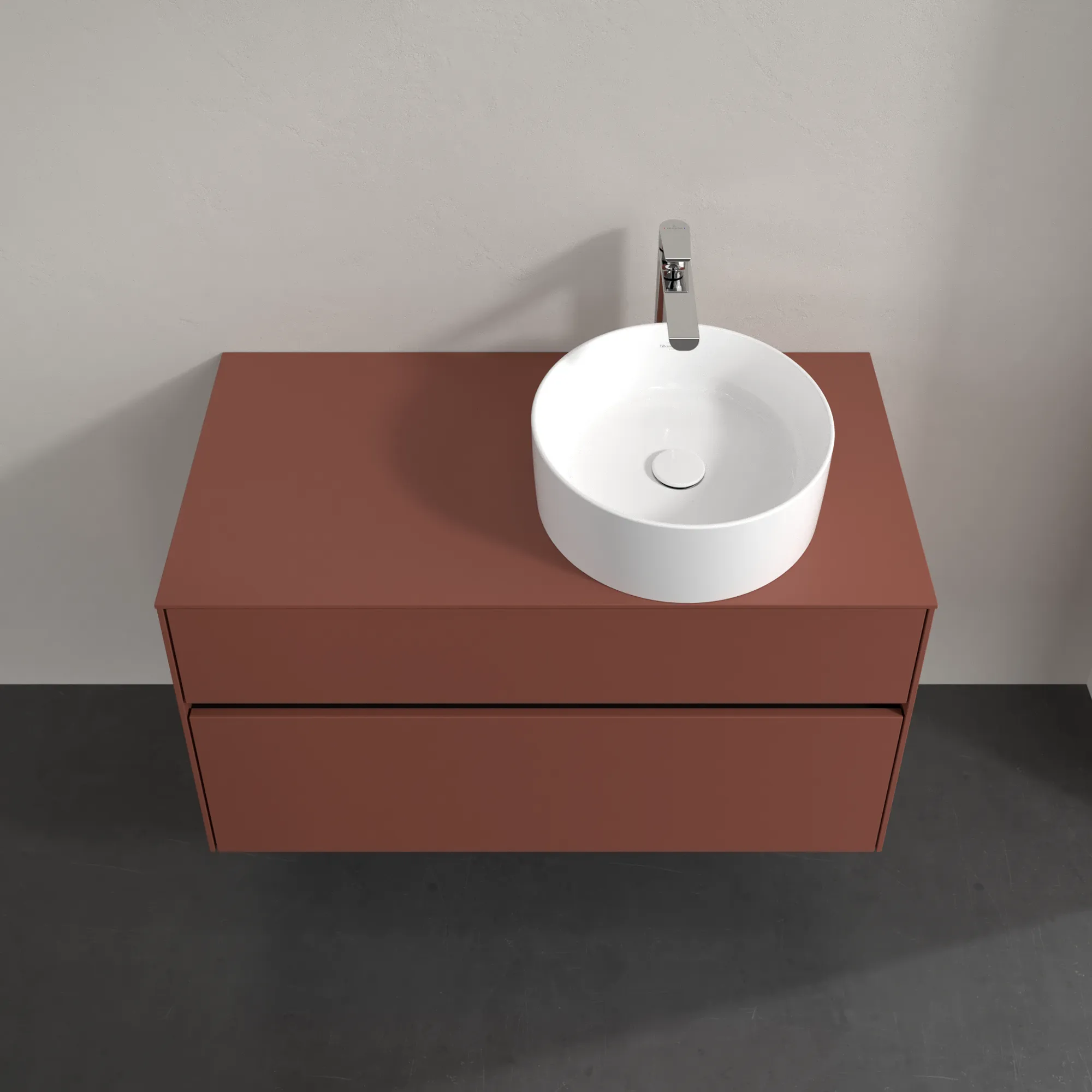 Villeroy & Boch Waschbeckenunterschrank Collaro C040B0, Eckig Wine Red, 1000x548x500mm, mit Beleuchtung und SoftClosing, Smarthome-fähig