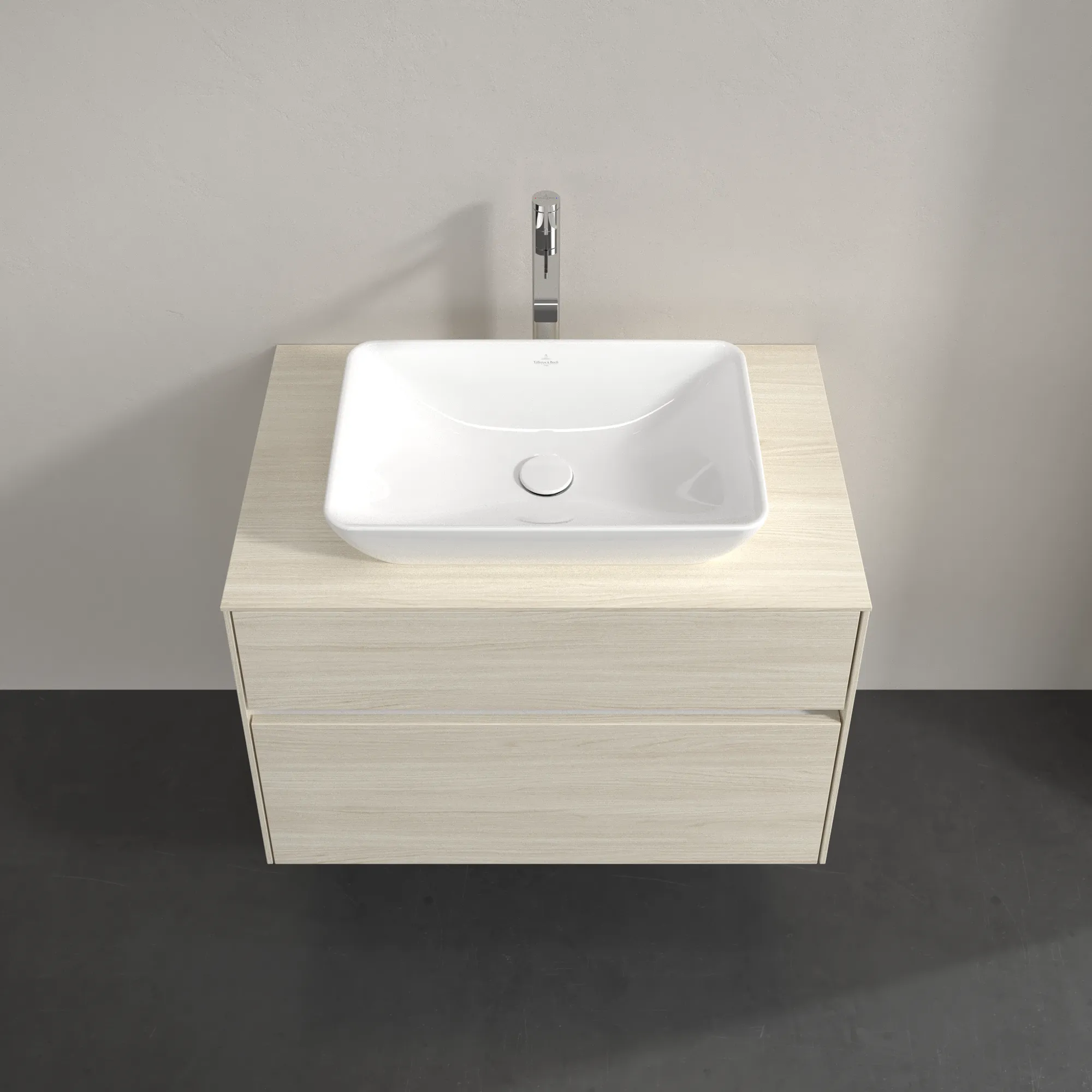 Villeroy & Boch Waschbeckenunterschrank Collaro C108B0, Eckig White Oak, 800x548x500mm, mit Beleuchtung und SoftClosing, 2 Auszüge