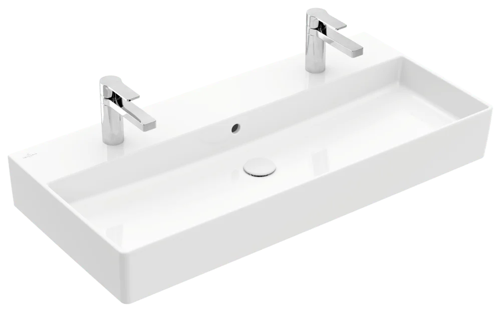 Villeroy & Boch Memento 2.0 Wandwaschbecken, Rechteck, Weiß Alpin, 1000x470x135 mm, TitanCeram, mit Überlauf
