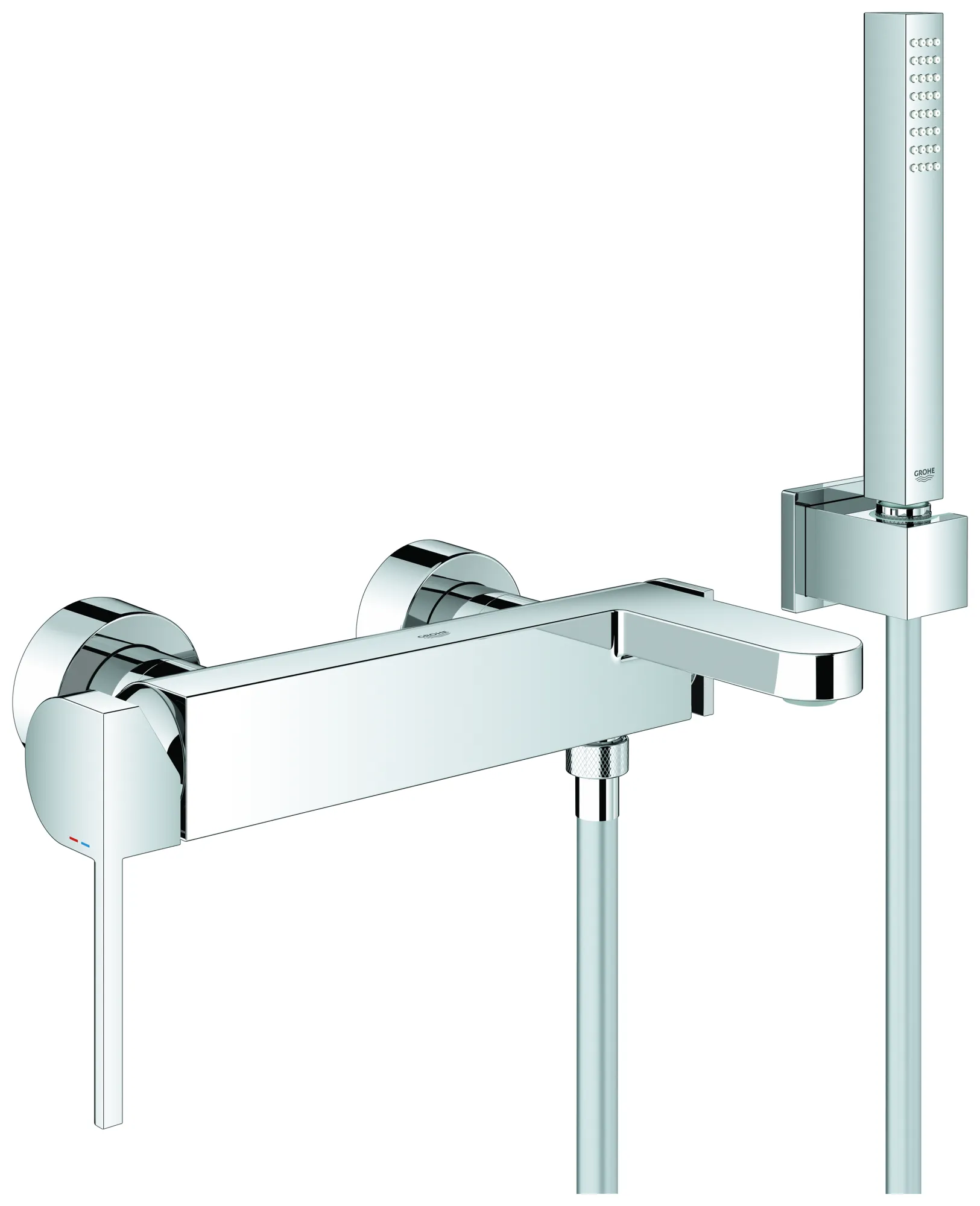 Einhand-Wannenbatterie Plus 33547_3, Wandmontage, mit Euphoria Cube Brausegarnitur, chrom Einhand-Wannenbatterie Plus 33547_3, Wandmontage, mit Euphoria Cube Brausegarnitur, chrom