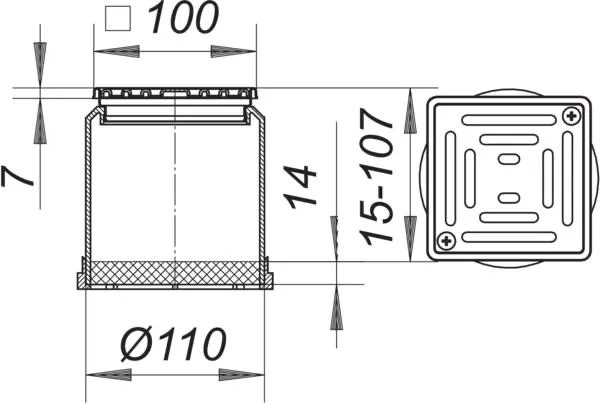 Aufsatz ECN 10, Rost verschraubt, 100 x 100 mm