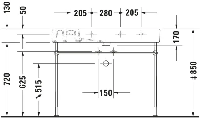 Wandwaschtisch „Vero“, mit Überlauf, Hahnlochposition mittig Wandwaschtisch „Vero“, mit Überlauf, Hahnlochposition mittig