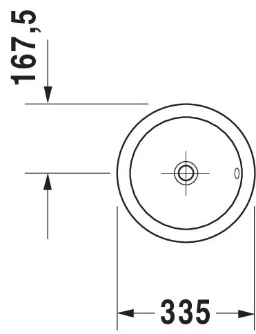 Einbauwaschtisch Architec Bali 335 mm EB v.ob.,m.ÜL,o.HLB,u.glasiert,weiß