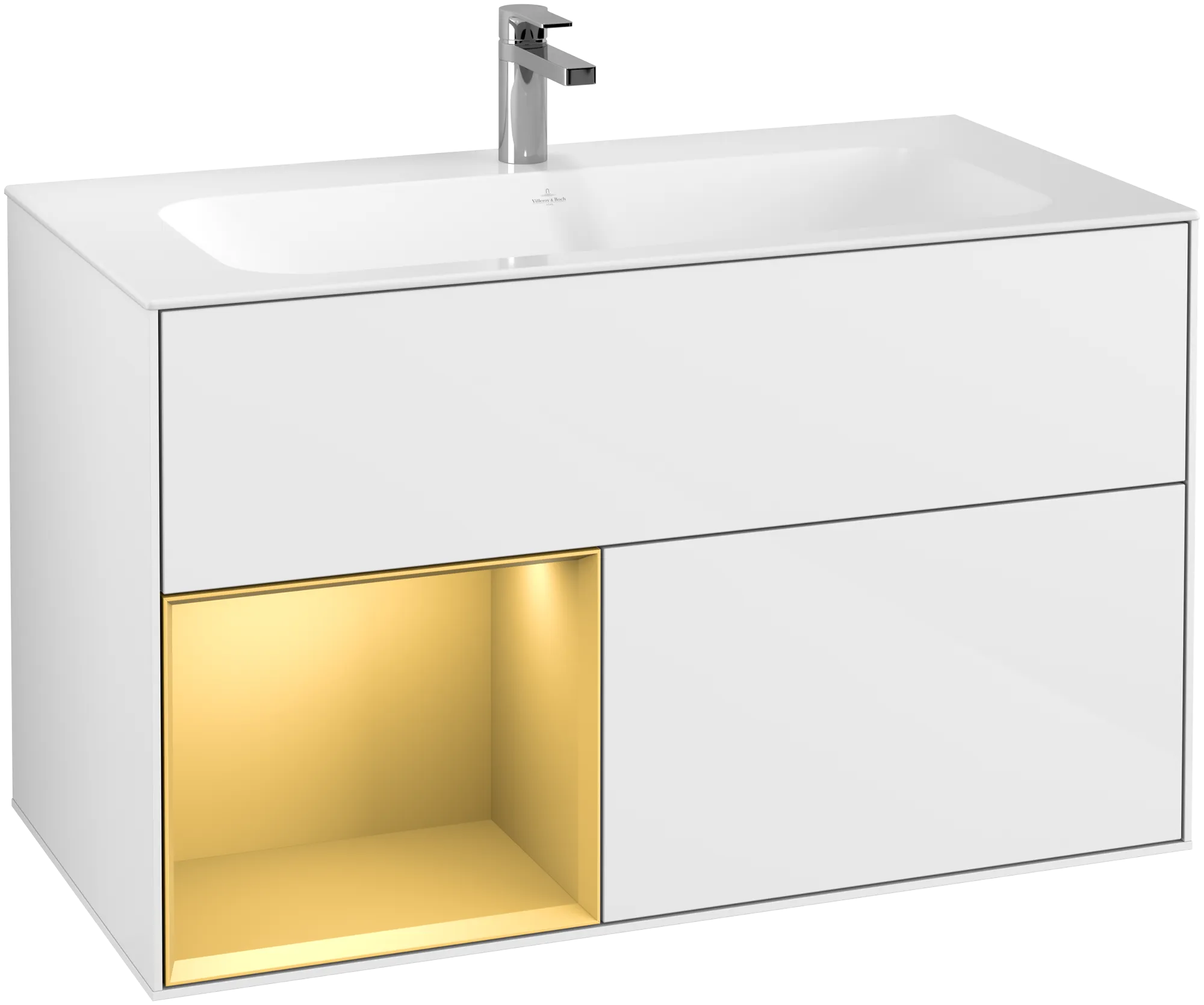 Villeroy & Boch Finion Waschbeckenunterschrank G03 996x591x498mm Glossy White Lacquer / Gold Matt Lacquer