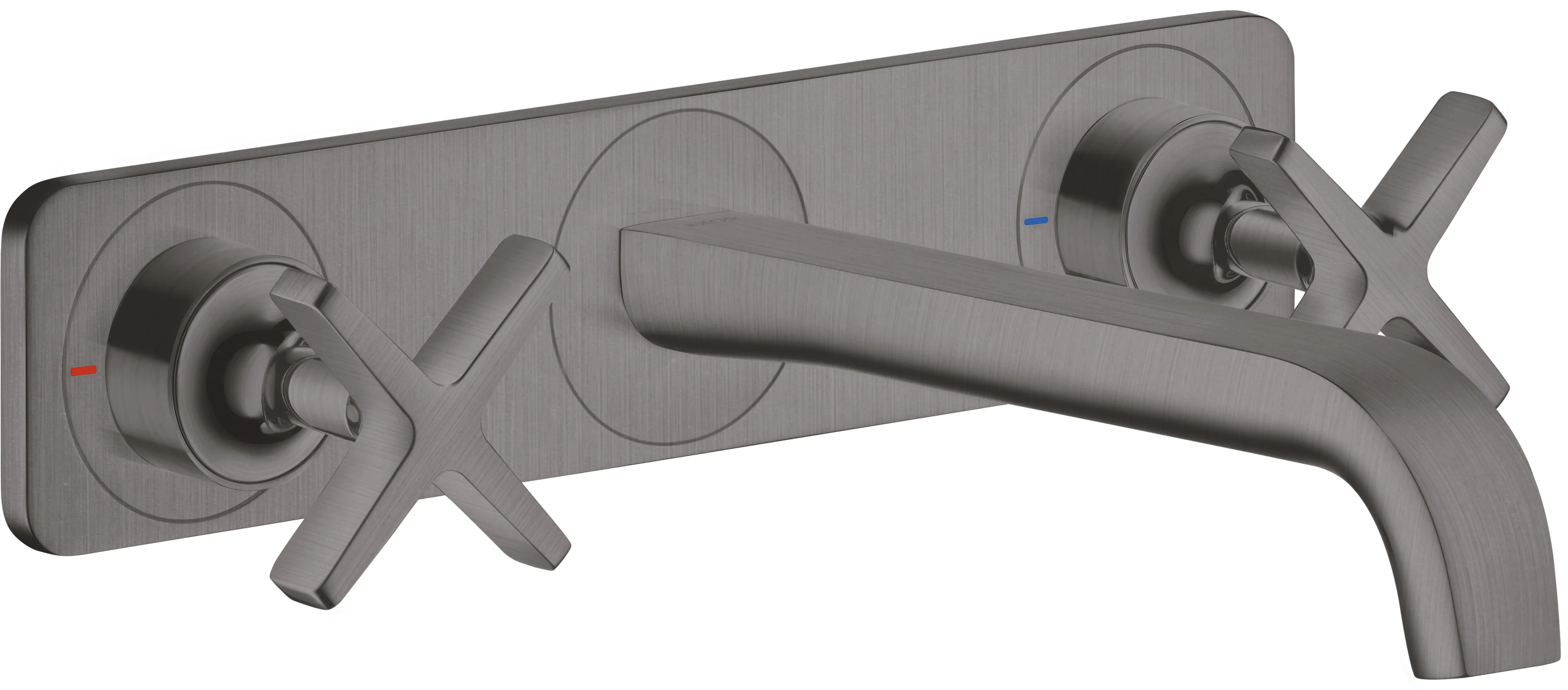 Hansgrohe AXOR Citterio E 3-Loch Waschtischarmatur Unterputz Wandmontage Brushed Black Chrome Ausladung 220 mm Kreuzgriff Laminarstrahl max. Durchfluss 5 l/min DN15