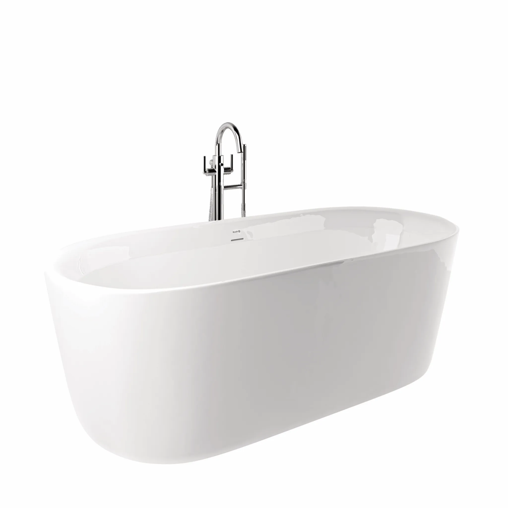 Kludi-ELIN Badewanne 180x80cm, Rund Ablauf, Metallfüße, Mattweiß