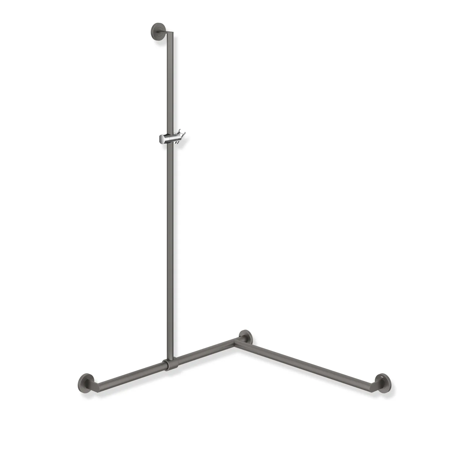 HEWI Haltegriff Ausführung links „System 900“ in Dunkelgrau Perlglimmer tiefmatt / Chrom HEWI Haltegriff Ausführung links „System 900“ in Dunkelgrau Perlglimmer tiefmatt / Chrom