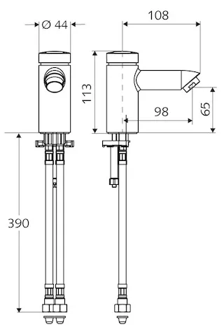 Standventil PETIT SC, HD-M - Hochdruck Mischwasser, Selbstschluss, 2x G 3/8 IG, chrom