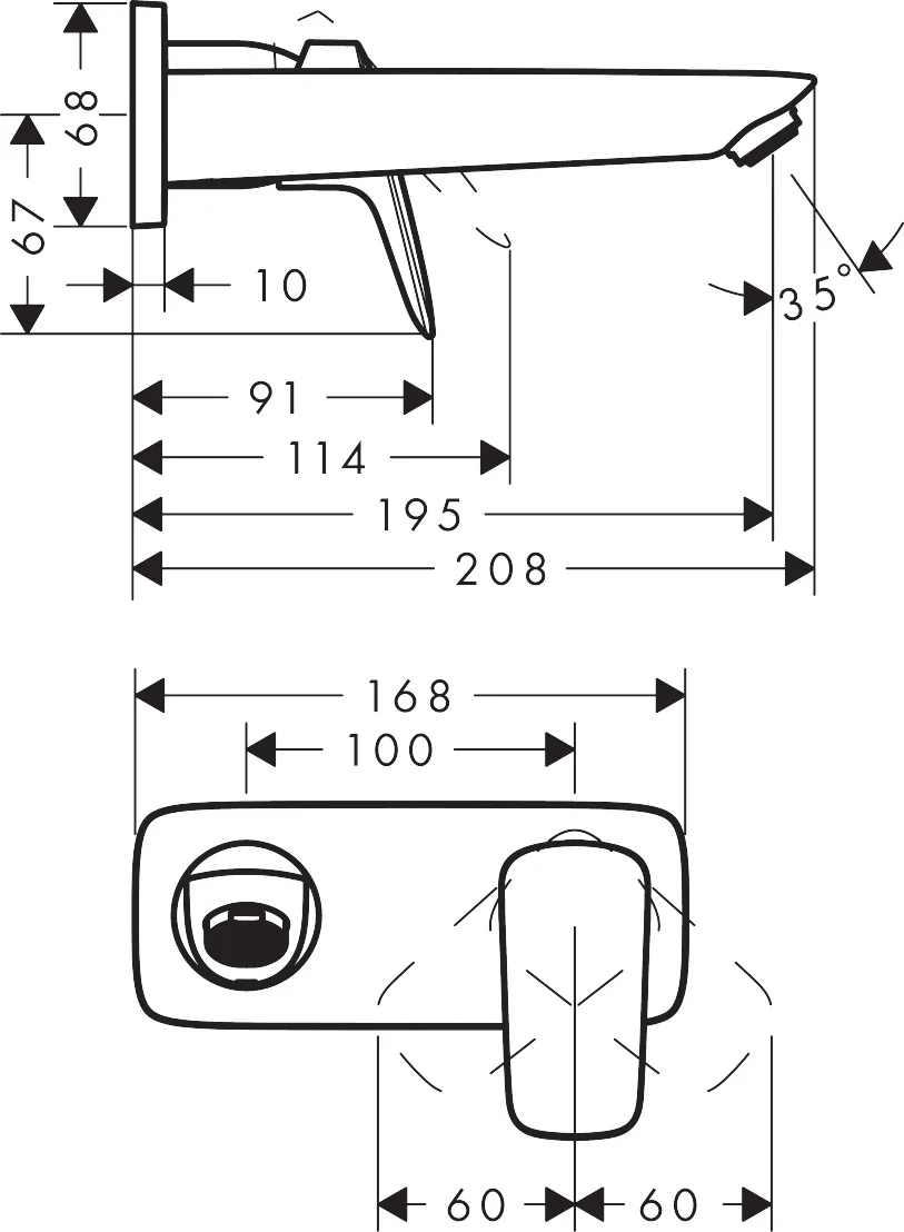 Hansgrohe Logis Einhebel-Waschtischmischer Unterputz, Chrom, Ausladung 195 mm, Normalstrahl, max. Durchfluss 5 l/min