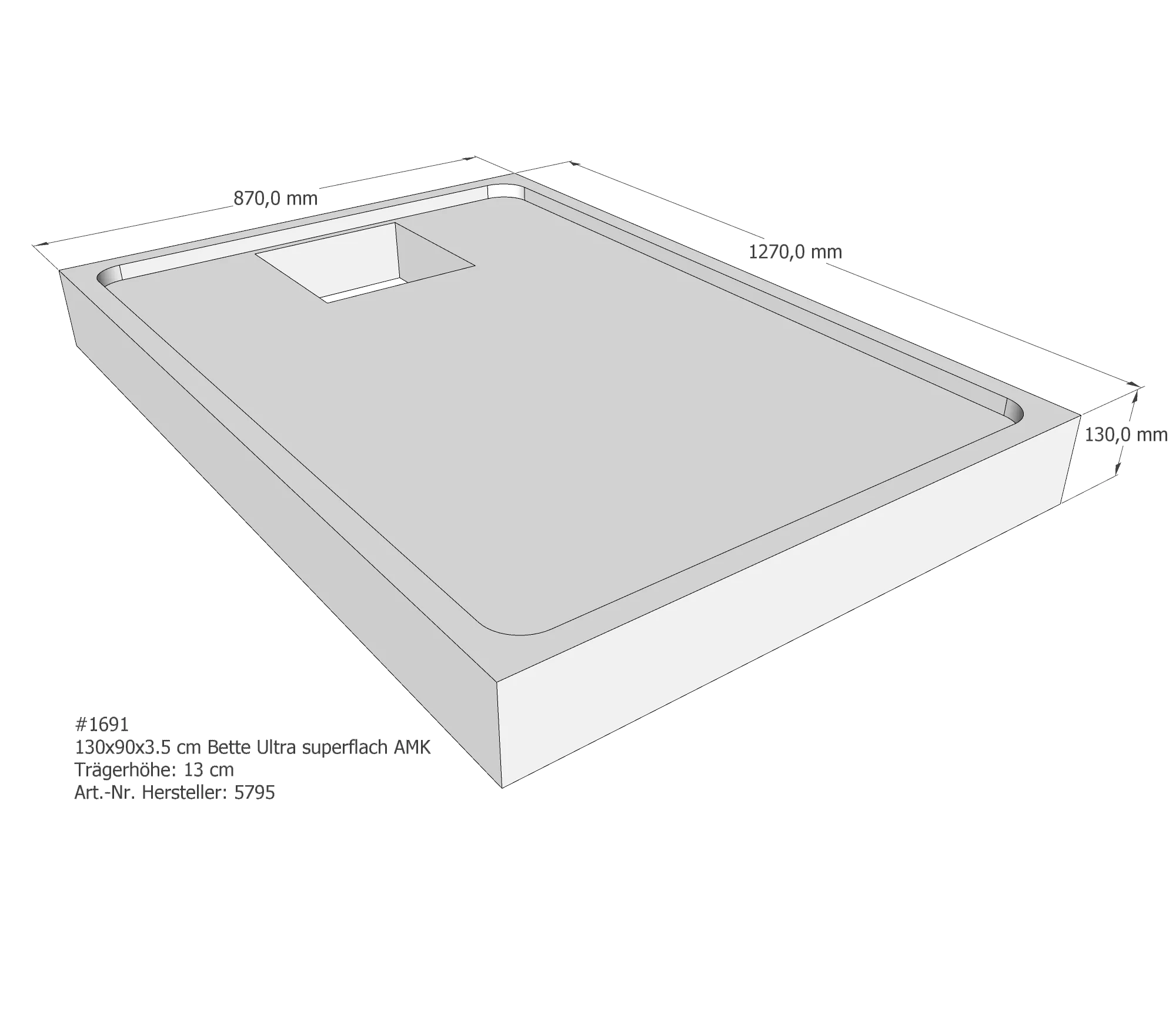 Duschwannenträger für Bette Ultra (superflach) 130 × 90 × 3,5 cm Breite: 90 cm / Länge: 130 cm Duschwannenträger für Bette Ultra (superflach) 130 × 90 × 3,5 cm Breite: 90 cm / Länge: 130 cm