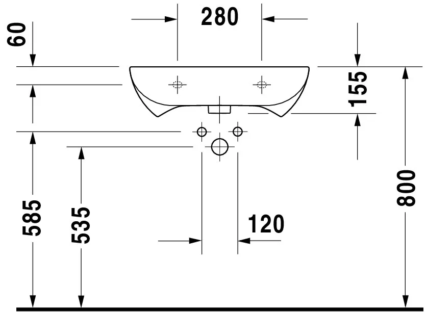 Waschtisch Vital „D-Code“, Form rechteckig 60 × 55,5 cm