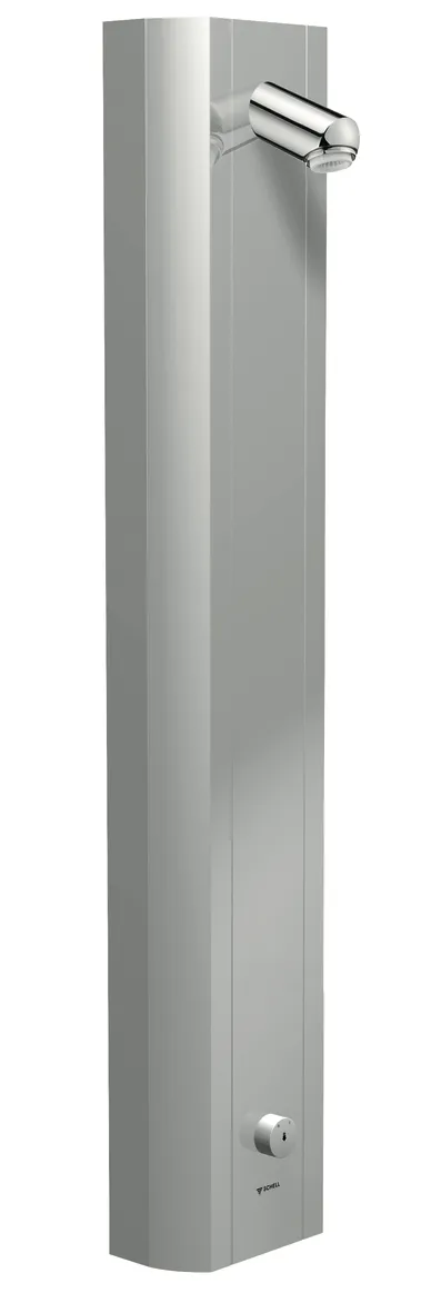 Duschpaneel LINUS DP-SC-M, Mischwasser, Selbstschluss, Duschkopf Aerosolarm, 2x DN 15 G 1/2 AG, B 226 mm x H 1200 mm x T 115 mm, Aluminium gebürstet, eloxiert