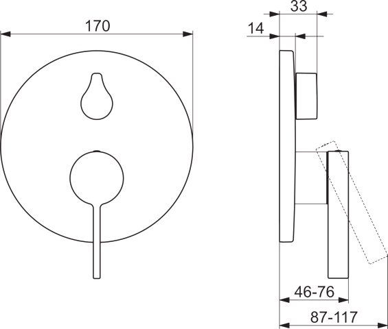 HA Einhebelmischer Fertigmontageset für Wanne/Brause HANSALOFT 8772 Rosette rund mit Sicherungseinrichtung Chrom