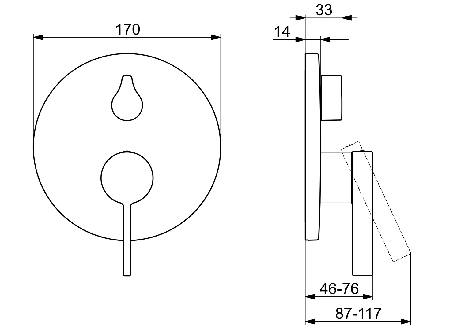 HansaLOFT Einhebelmischer Fertigmontageset für Wanne/Brause, Rosette rund mit Sicherungseinrichtung Chrom