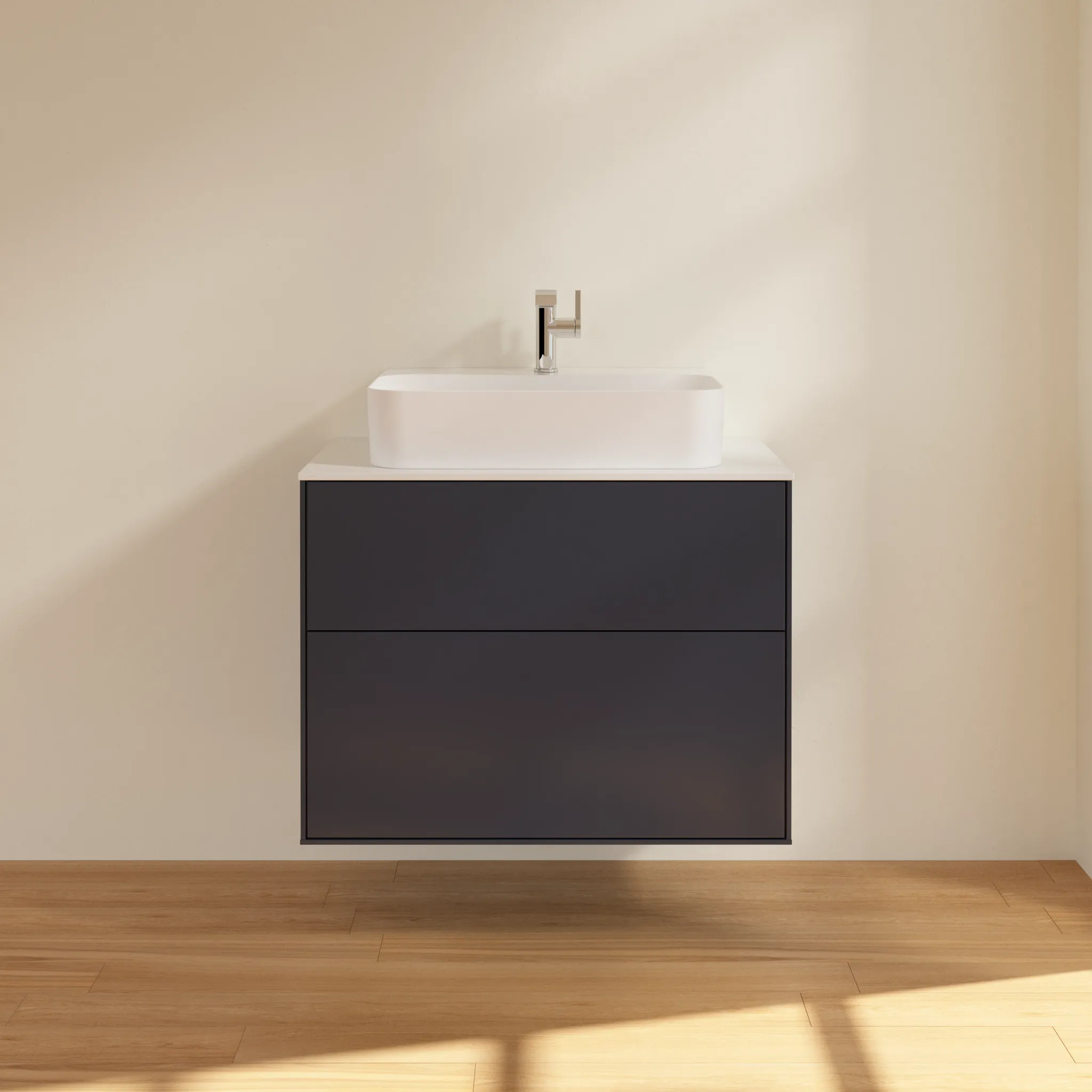 Villeroy & Boch Waschtischunterschrank „Finion“ für Schrankwaschtisch 800 × 603 × 501 mm Midnight Blue Matt Lacquer, für Becken mittig Villeroy & Boch Waschtischunterschrank „Finion“ für Schrankwaschtisch 800 × 603 × 501 mm Midnight Blue Matt Lacquer, für Becken mittig