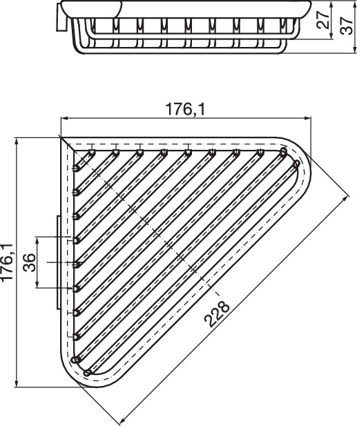 emco Eck-Schwammkorb „system 2“, Befestigung verdeckt 17,6 × 17,6 × 3,7 cm in chrom