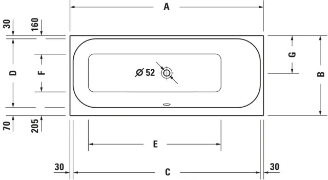 Duravit Badewanne „Happy D.2“ rechteck 170 × 70 cm