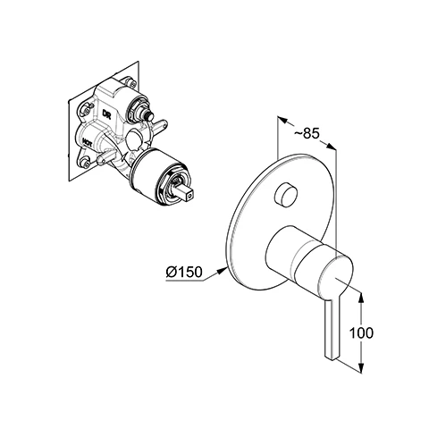 NOVA FONTE UPWafü/Br.EHM Push Set m. Funktionseinheit für SLIM.BOXX 88022, chrom NOVA FONTE UPWafü/Br.EHM Push Set m. Funktionseinheit für SLIM.BOXX 88022, chrom