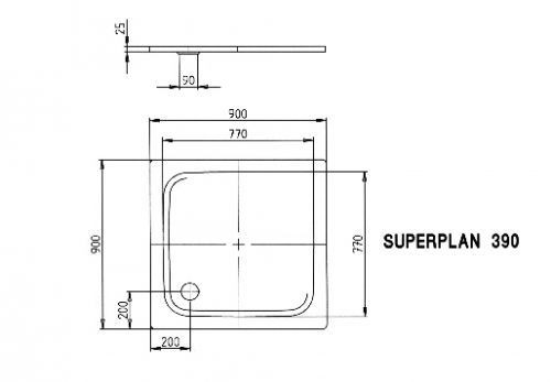 Kaldewei Duschwanne „Superplan Classic“ 90 × 90 cm mit Wannenträger und Duschablauf Abgang waagerecht Kaldewei Duschwanne „Superplan Classic“ 90 × 90 cm mit Wannenträger und Duschablauf Abgang waagerecht
