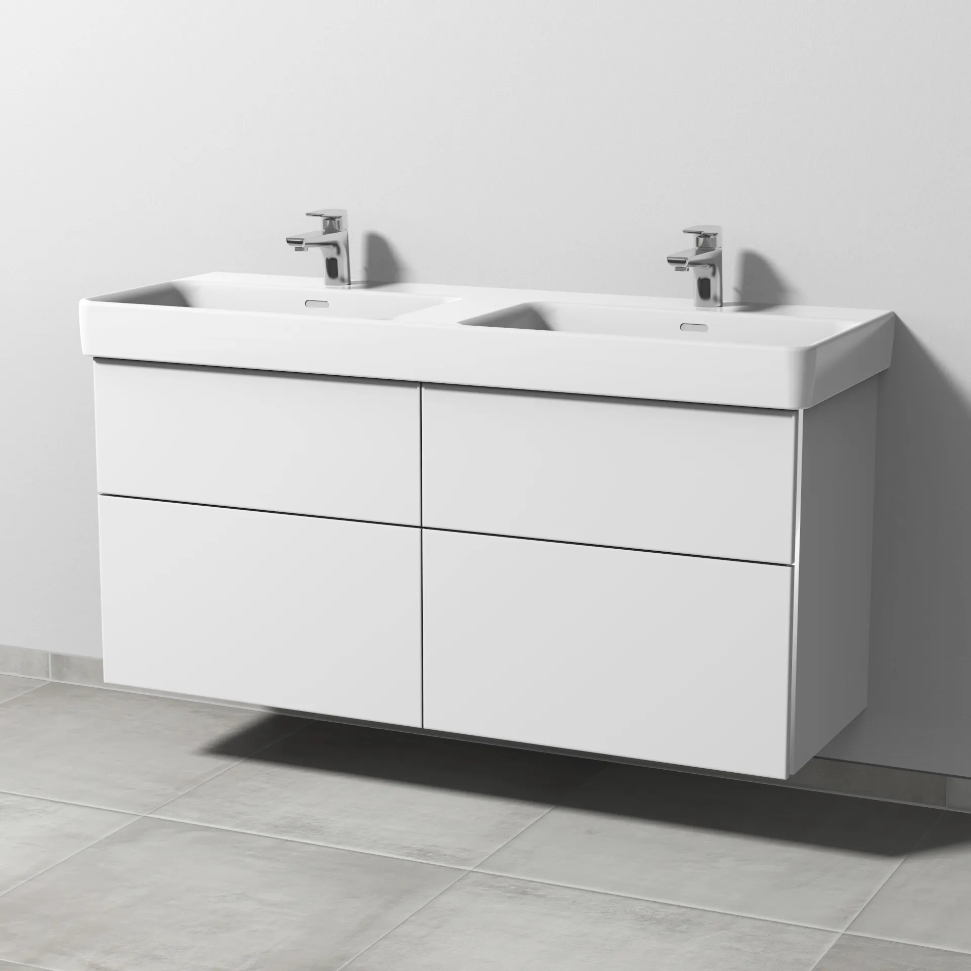 Sanipa Waschtischunterschrank „3way“ passend zu Keramik-Waschtische Pro S von Laufen 1250 × 593 × 437 mm in Weiß-Soft, mit Hahnlochbohrung, Becken mittig Sanipa Waschtischunterschrank „3way“ passend zu Keramik-Waschtische Pro S von Laufen 1250 × 593 × 437 mm in Weiß-Soft, mit Hahnlochbohrung, Becken mittig