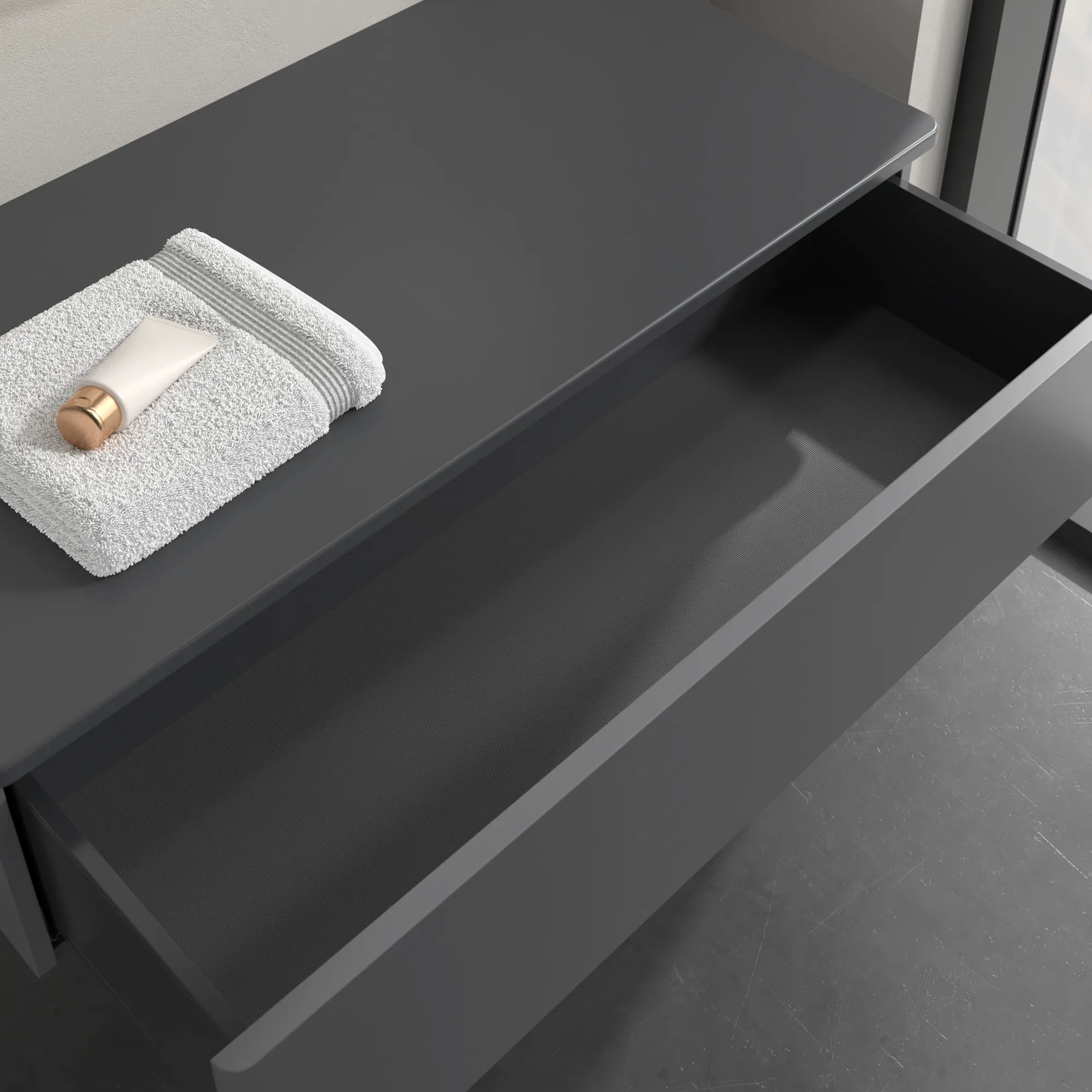 Villeroy & Boch Sideboard Antao K40 - Eckig, Anthracite Matt Lacquer, 1000x268x500 mm, 39,5 kg Villeroy & Boch Sideboard Antao K40 - Eckig, Anthracite Matt Lacquer, 1000x268x500 mm, 39,5 kg