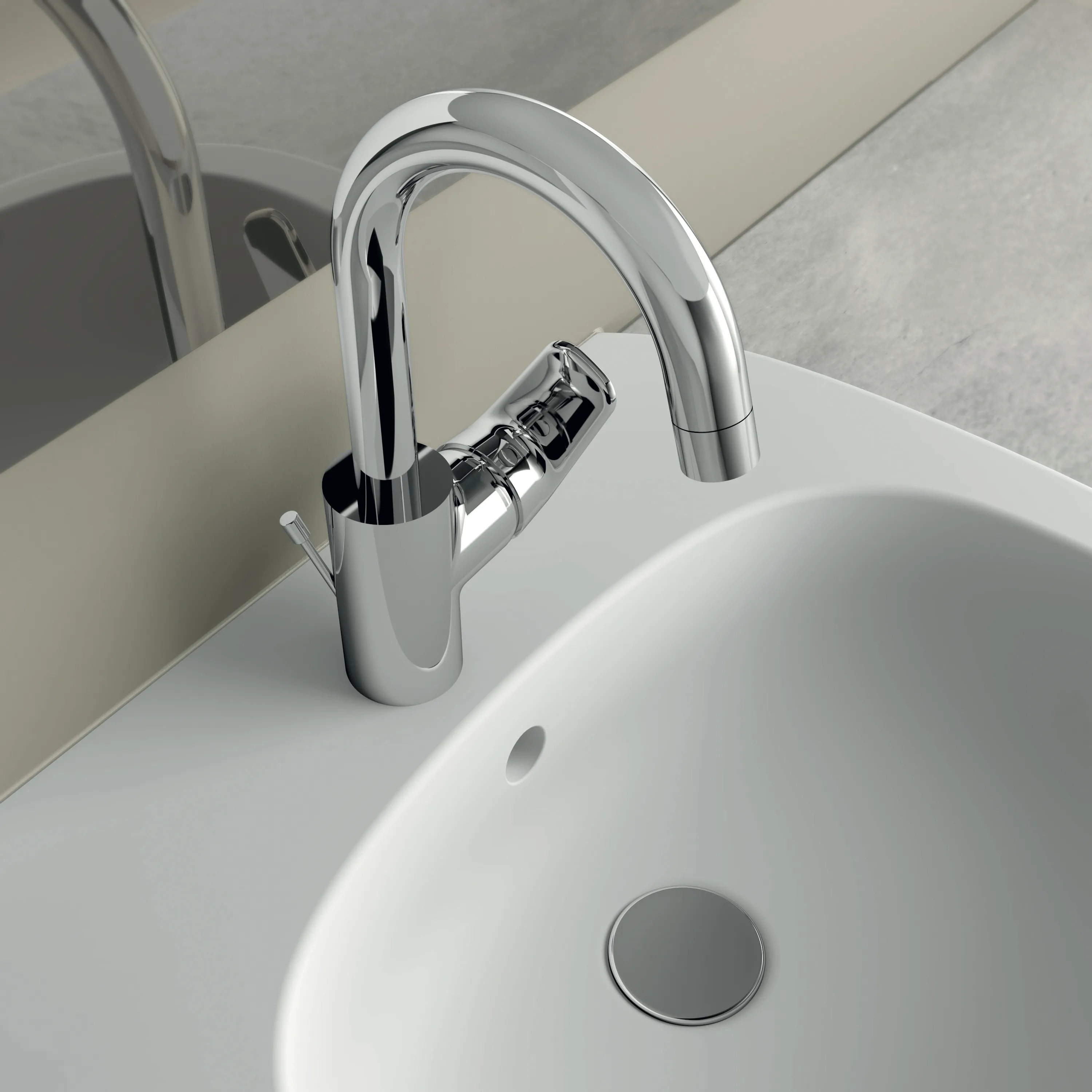 Waschtischarmatur Ceraflex, mit hohem Auslauf, mit Ablaufgarnitur, Ausladung 146mm, Chrom Waschtischarmatur Ceraflex, mit hohem Auslauf, mit Ablaufgarnitur, Ausladung 146mm, Chrom