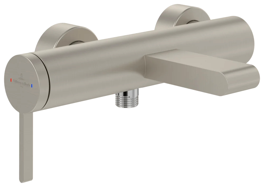 Villeroy & Boch Einhebel-Badewannenarmatur Dawn, Brushed Nickel Matt, 111 mm Höhe, 274 x 186 mm Maße