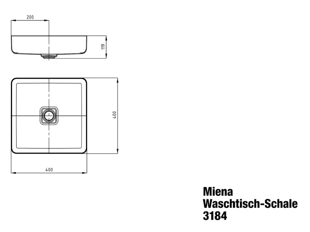 Kaldewei MIENA Waschtisch-Schale, 400x400 mm, schwarz matt mit Perl-Effekt, ohne Überlauf