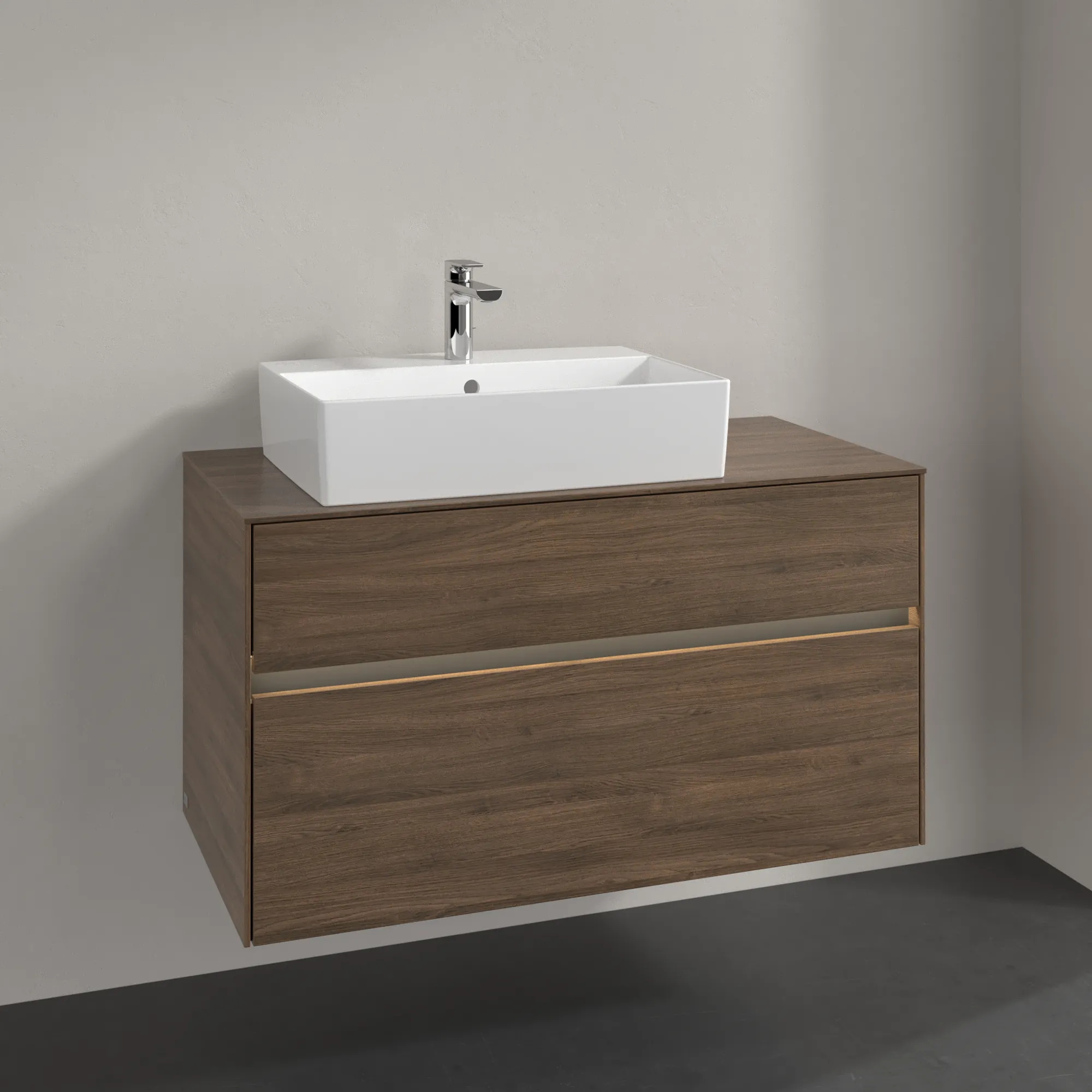 Villeroy & Boch Waschbeckenunterschrank Collaro Arizona Oak, 1000x548x500 mm, mit Beleuchtung und SoftClosing, Eckig Villeroy & Boch Waschbeckenunterschrank Collaro Arizona Oak, 1000x548x500 mm, mit Beleuchtung und SoftClosing, Eckig