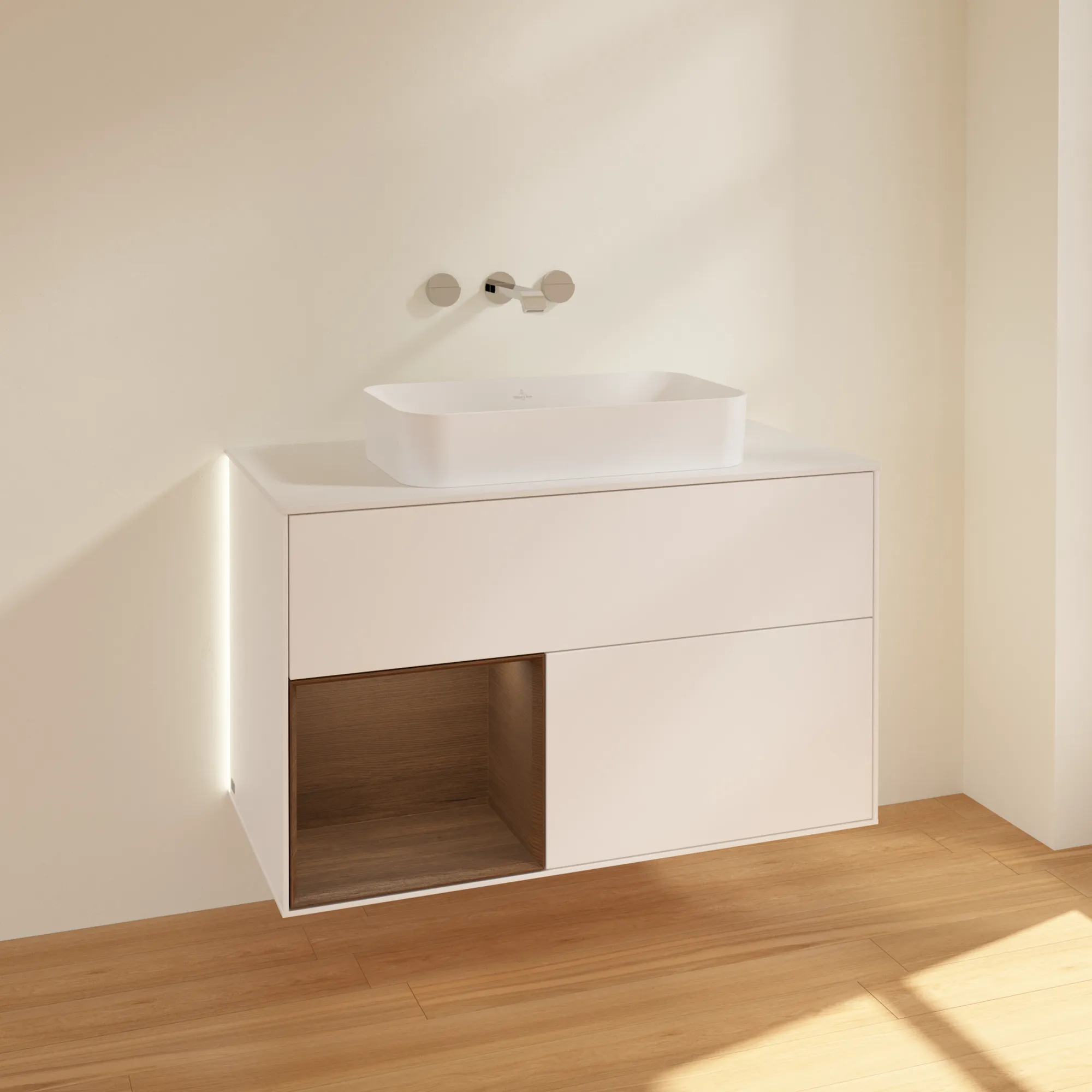 Villeroy & Boch Waschtischunterschrank „Finion“ für Schrankwaschtisch 1000 × 603 × 501 mm White Matt Lacquer, ohne Hahnlochbohrung, für Becken mittig Villeroy & Boch Waschtischunterschrank „Finion“ für Schrankwaschtisch 1000 × 603 × 501 mm White Matt Lacquer, ohne Hahnlochbohrung, für Becken mittig