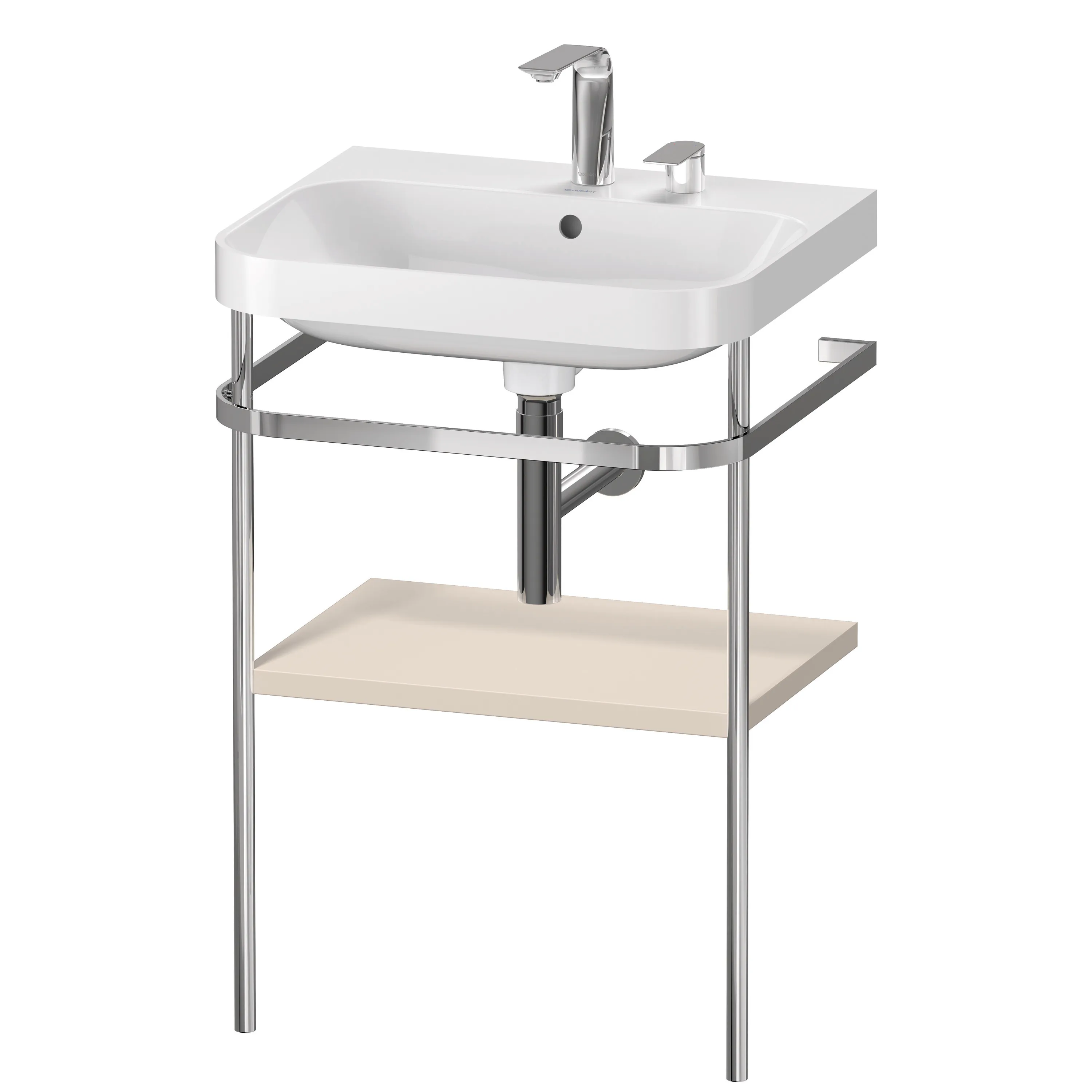 Duravit Waschtischunterschrank c-shaped Set mit Metallkonsole „Happy D.2 Plus“ 57,5 × 85 × 49 cm in Taupe Supermatt