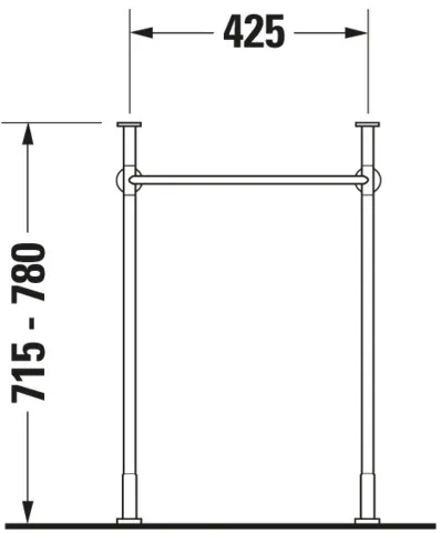 Duravit Metallkonsole Vero, Chrom Poliert, höhenverstellbar, 425x425x715-780 mm, Bodenstehend mit Wandbefestigung Duravit Metallkonsole Vero, Chrom Poliert, höhenverstellbar, 425x425x715-780 mm, Bodenstehend mit Wandbefestigung