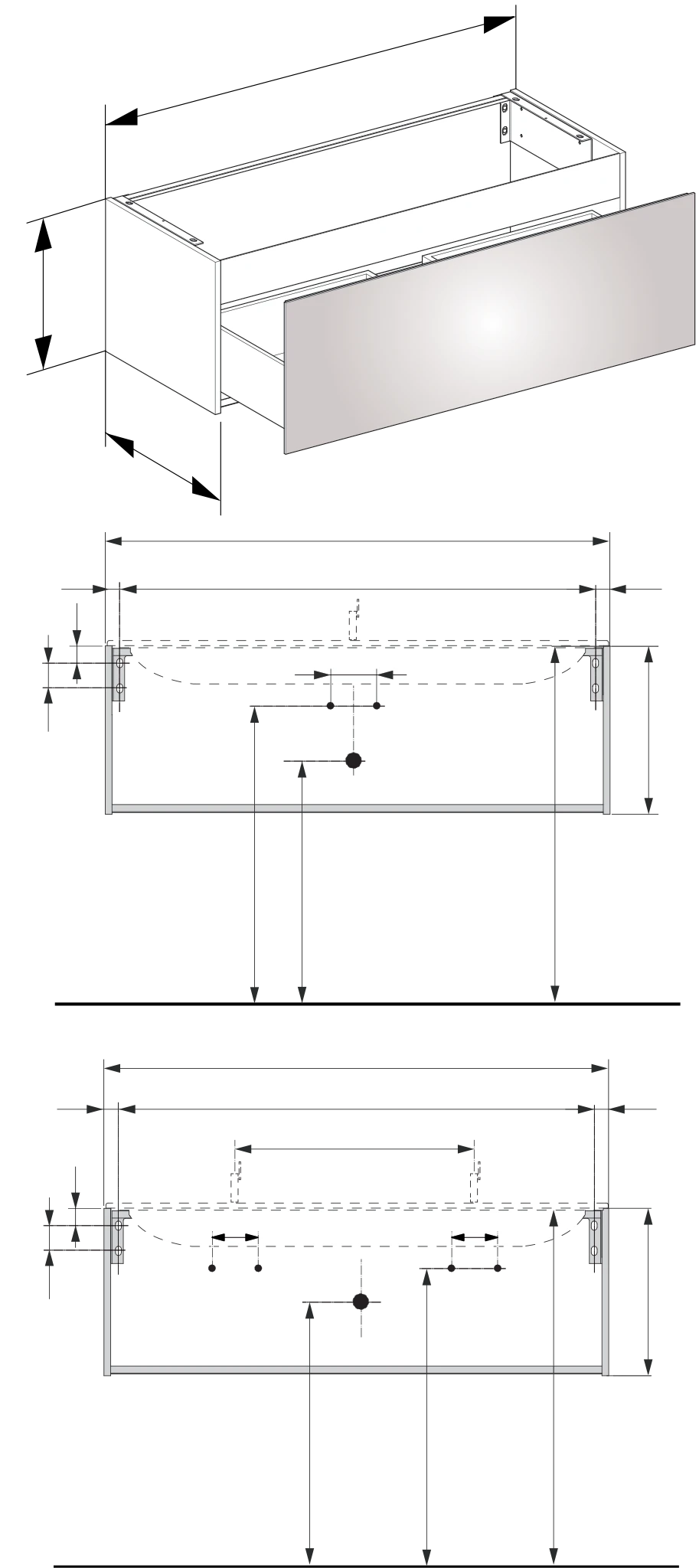 KEUCO X-LINE Waschtischunterbau mit Auszug 1200 x 400 x 490 mm inox/inox KEUCO X-LINE Waschtischunterbau mit Auszug 1200 x 400 x 490 mm inox/inox