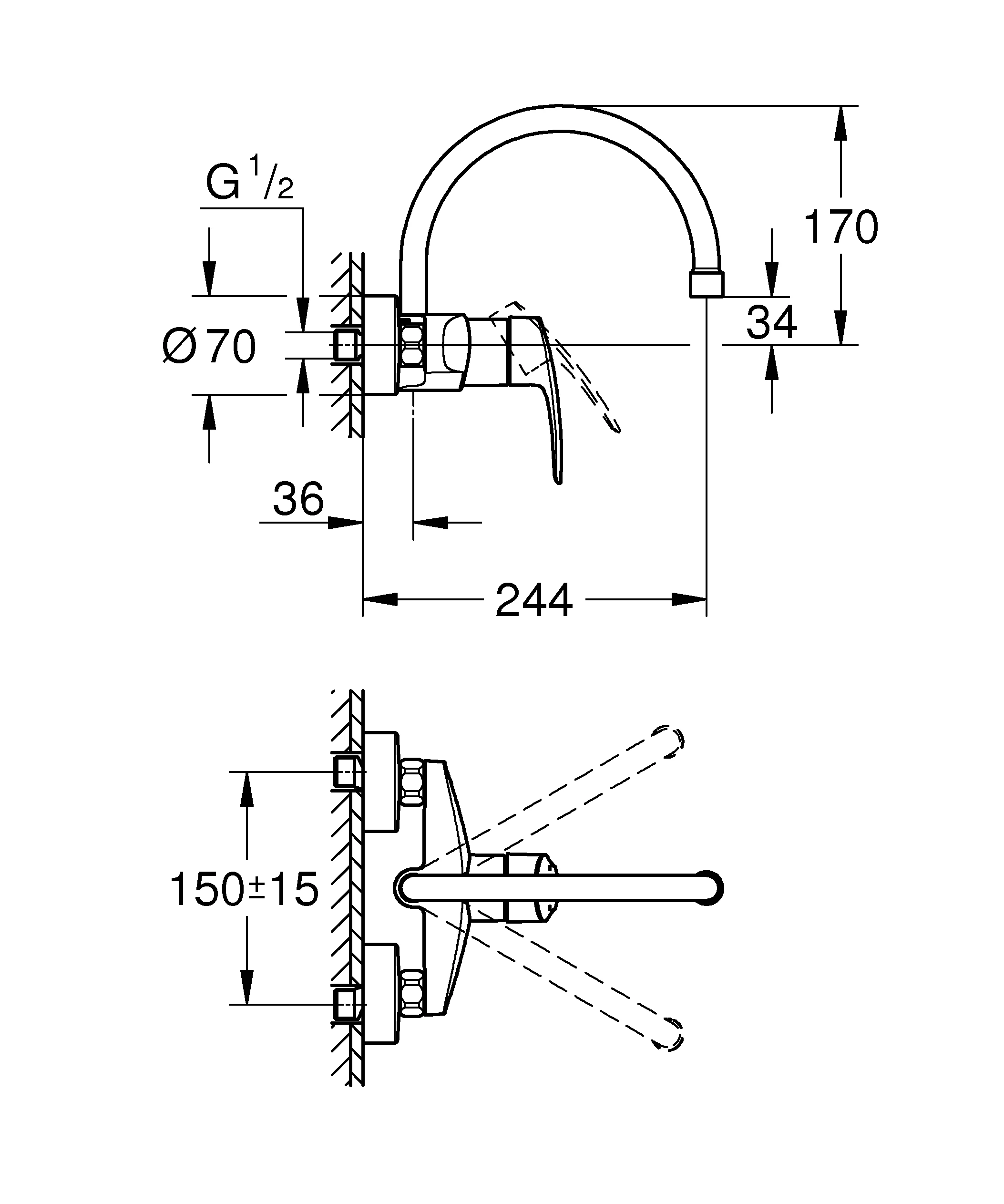 Grohe Küchenarmatur „Eurosmart“ Ausladung 244 mm