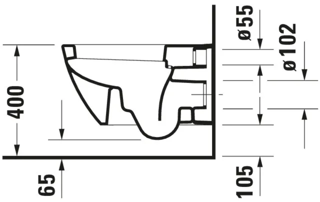 Wand-Tiefspül-WC „Happy D.2“ 36,5 × 33,5 × 54 cm, mit Spülrand