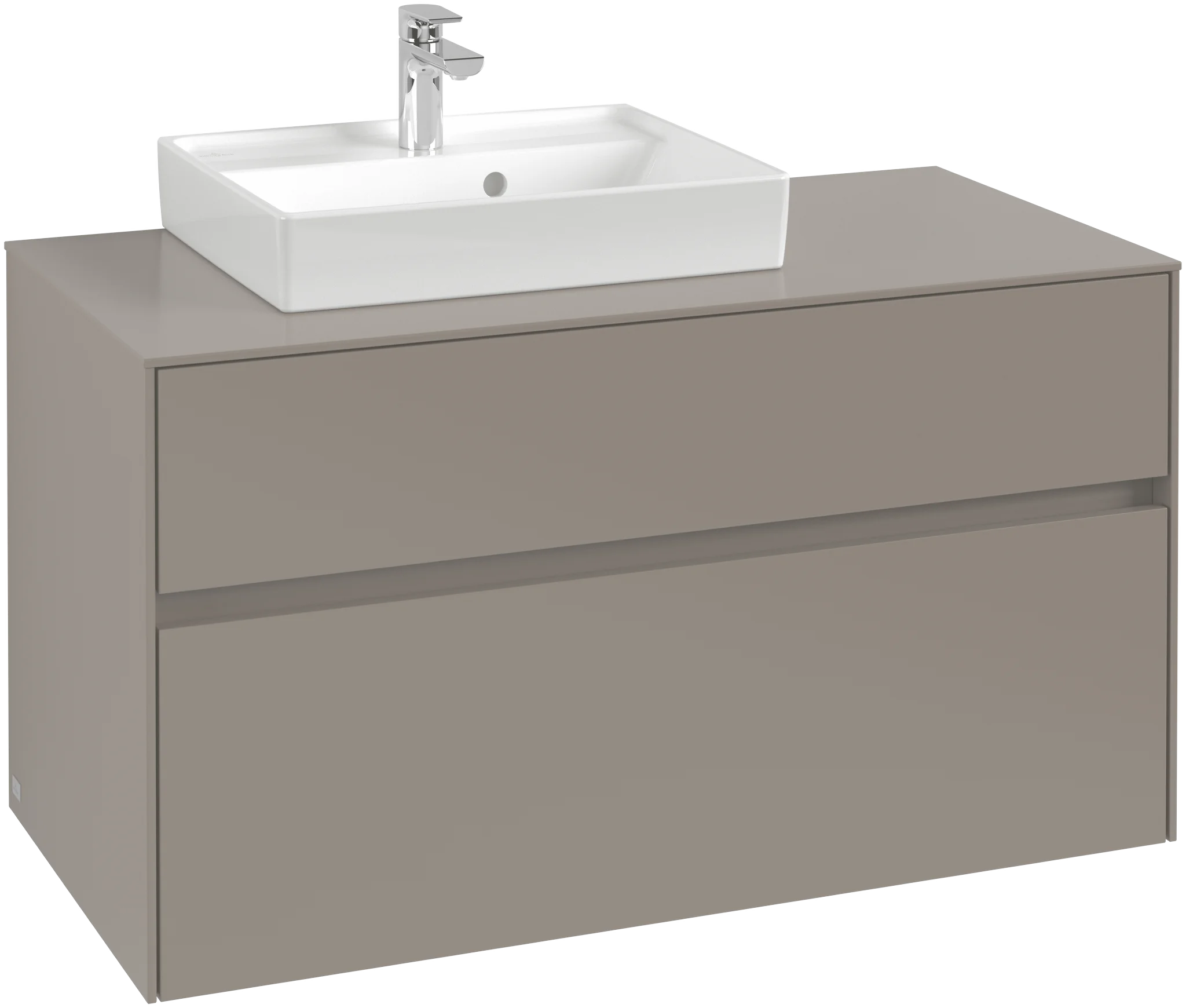 Villeroy & Boch Waschbeckenunterschrank Collaro C01400, Eckig Glossy Grey, 1.000 x 548 x 500 mm, mit SoftClosing, 2 Auszügen, 1 Waschbecken Villeroy & Boch Waschbeckenunterschrank Collaro C01400, Eckig Glossy Grey, 1.000 x 548 x 500 mm, mit SoftClosing, 2 Auszügen, 1 Waschbecken