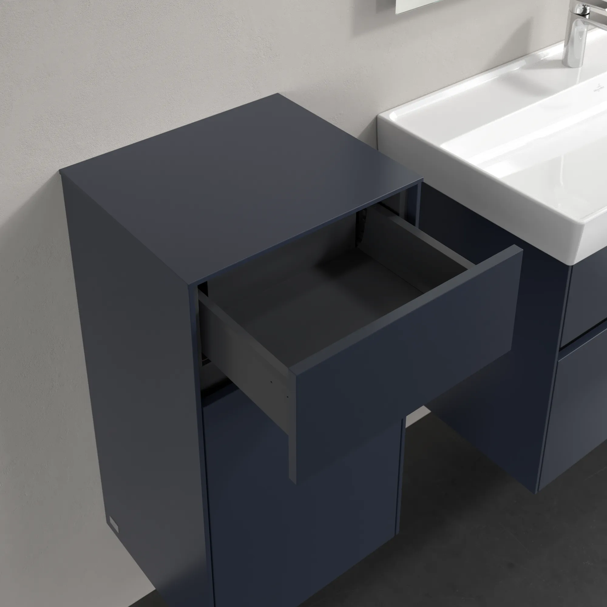 Villeroy & Boch Seitenschrank „Collaro“ 1 Tür, 1 Auszug / Schublade 40,4 × 74,8 × 34,9 cm 1 Tür, Anschlag (Scharnier) links, 1 Auszug / Schublade Villeroy & Boch Seitenschrank „Collaro“ 1 Tür, 1 Auszug / Schublade 40,4 × 74,8 × 34,9 cm 1 Tür, Anschlag (Scharnier) links, 1 Auszug / Schublade