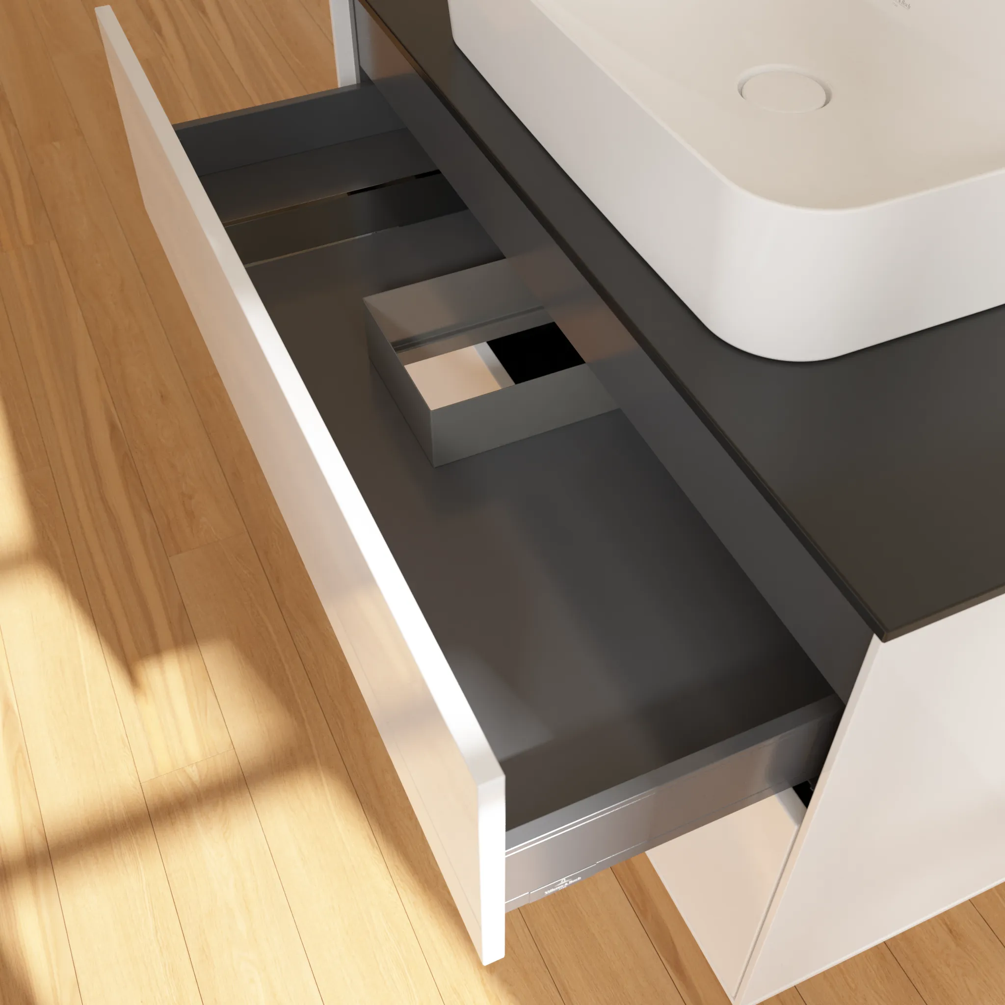 Villeroy & Boch Waschtischunterschrank „Finion“ für Schrankwaschtisch 1000 × 603 × 501 mm Glossy White Lacquer, für Becken mittig