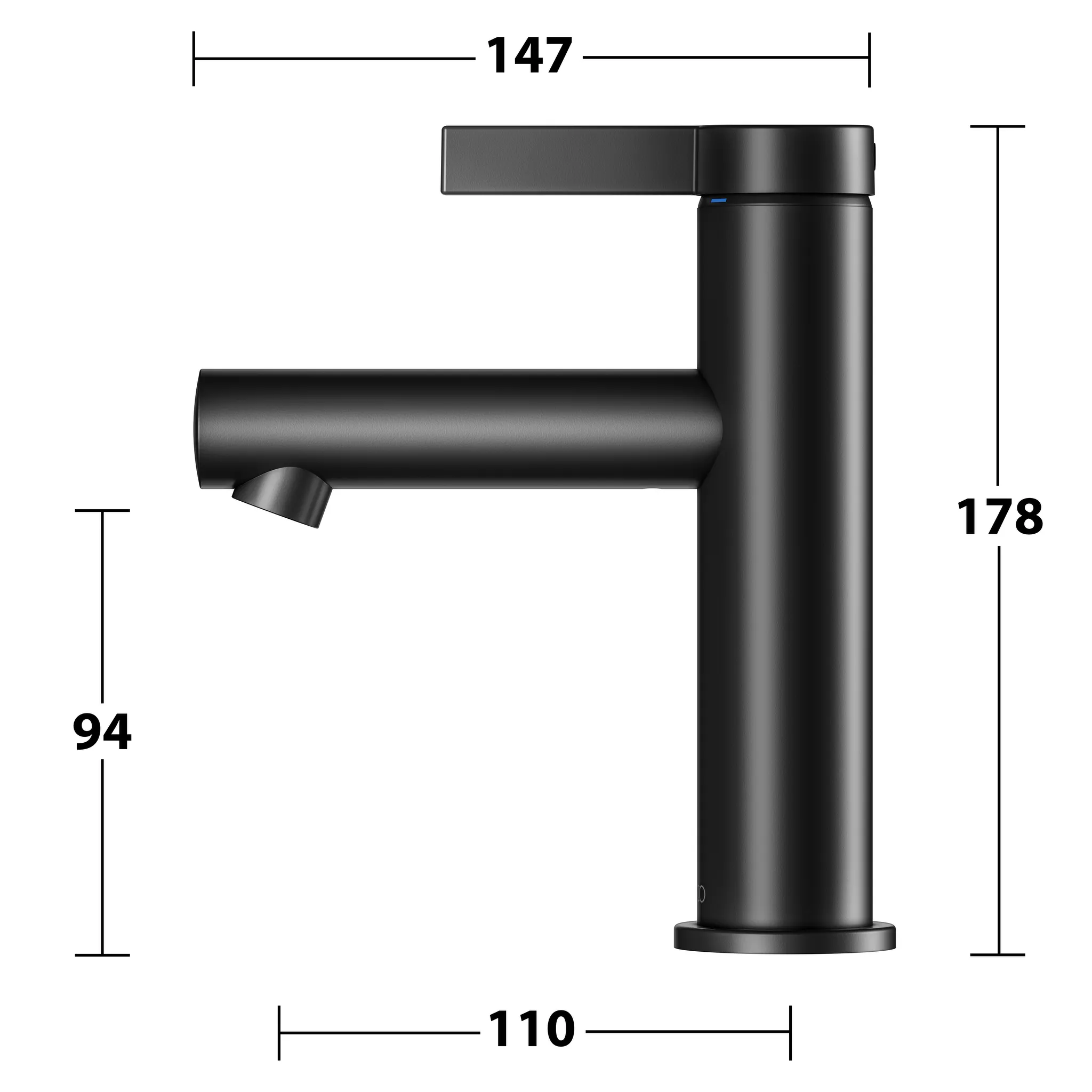 KEUCO IXMO Einhebel-Waschtischmischer 100 IXMO Pure ohne Zugstangen-Ablaufgarnitur IXMO Pure, Rosette rund schwarz matt