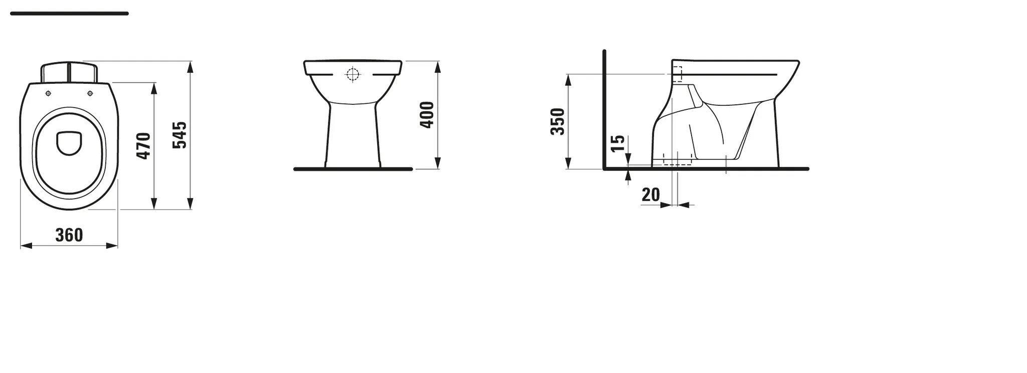 Laufen Stand-Tiefspül-WC „Pro“ 360 × 400 × 470 mm in Weiß, Abgang senkrecht Laufen Stand-Tiefspül-WC „Pro“ 360 × 400 × 470 mm in Weiß, Abgang senkrecht