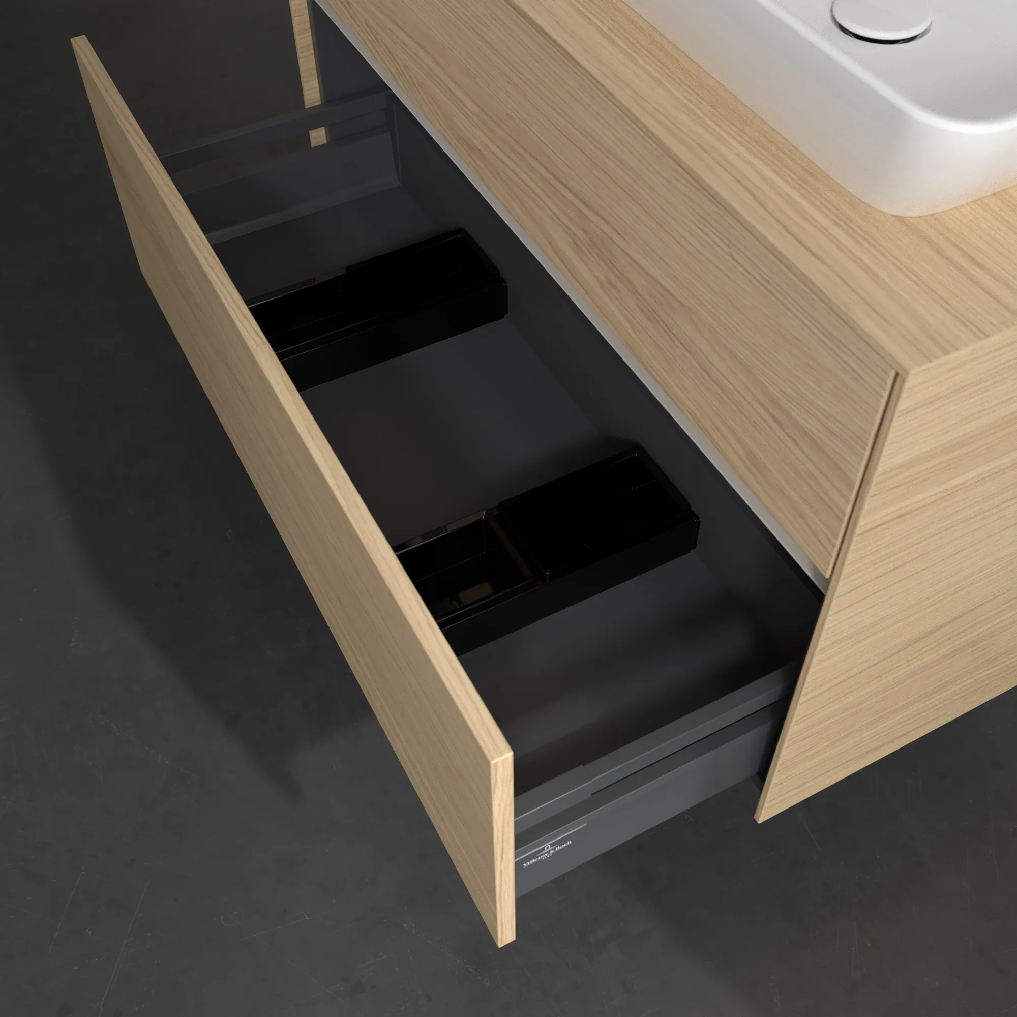 Villeroy & Boch Waschtischunterschrank „Collaro“ 1000 × 548 × 500 mm Nordic Oak, mit Beleuchtung, für Becken rechts