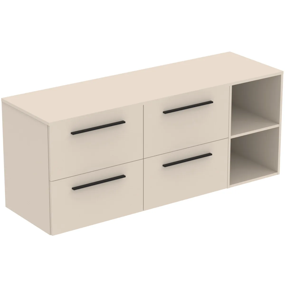 Möbel-Set 160cm i.life B 4 Auszüge 2 offene Fächer Griff Schwarz Weiß matt